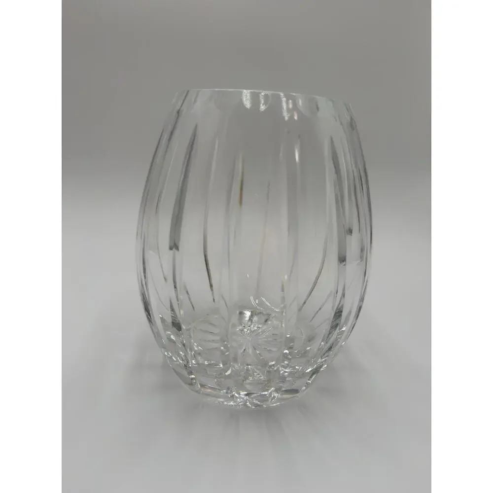 Lead Crystal Vertical Vase 7.5” By 6” With 4” Heavy vintage